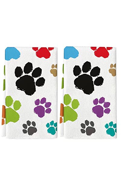 Choice 2pcs WHITE 2Pcs, Colorful Dog Paw Print Kitchen Towels, 40Cm*60Cm Towe...
