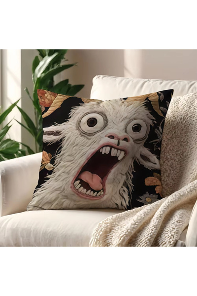 Choice غطاء وسادة ثنائي الأبعاد بتصميم وجه ماعز مخيف، مقاس 45×45 سم، بنمط نور...