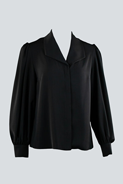 IDYL Men's Balloon Sleeve Bluz with Collar