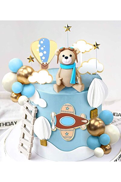 Choice 26pcs Airplane Cake Topper Bear Plane Cake Topper for Time Flies 1st B...