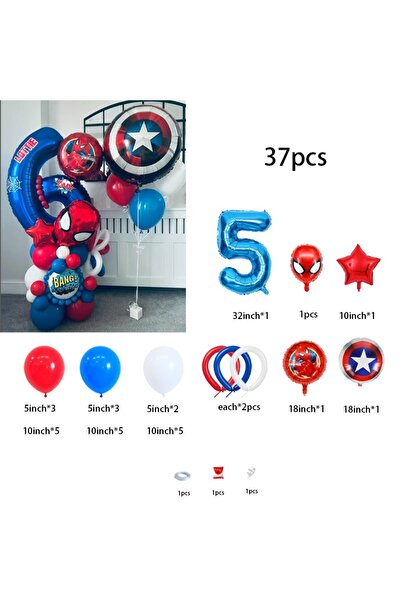Miniso Other 25111902-5 37 pieces, Spiderman-printed foil and latex Marvel ba...