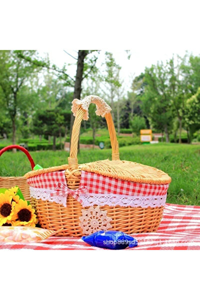 Choice Red Camping Picnic Fruit Baskets Food Organizer Handmade Big Basket Re...