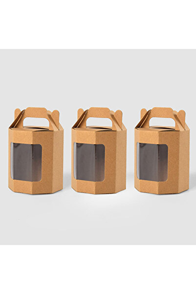 Choice 10PCS 8.8x8.8x10cm Brown 10pcs Paper Gift Box with Clear Window, Octag...