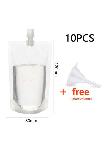 Choice ١٠٠ مل، ١٠ أكياس شفافة ذاتية الوقوف مزودة بشفاط، مناسبة للعصائر والشاي...