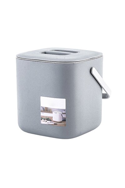 Choice سلة مهملات منزلية بلاستيكية رمادية اللون ذات طبقتين مع مقبض، مزودة بمص...