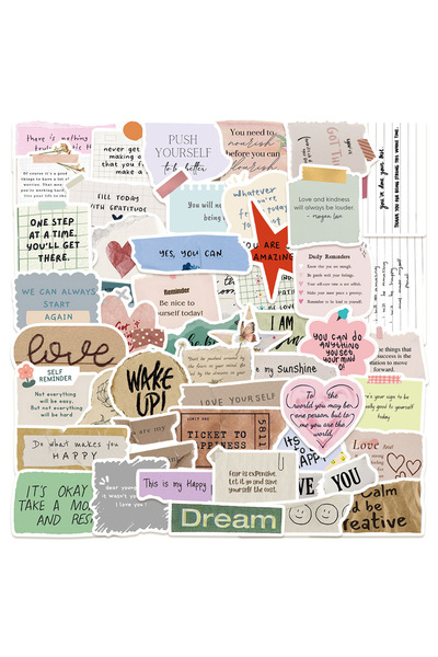 Choice Multicolor 50Pcs Fragmented Text Stickers Art Style Handbooks Material...