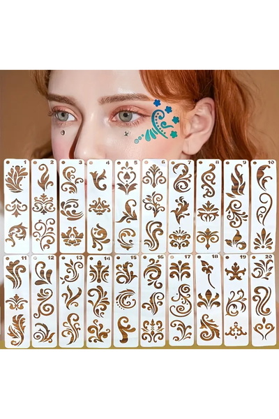 Choice 20PCS 20Pcs Reusable Vintage Floral Eyebrow Templates Simple PET templ...