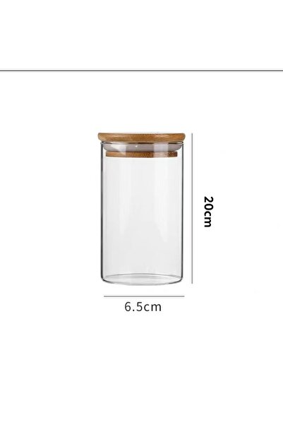 Choice 530ml Wood Lid Transparent Glass Food Storage Jars Kitchen Storage Bot...