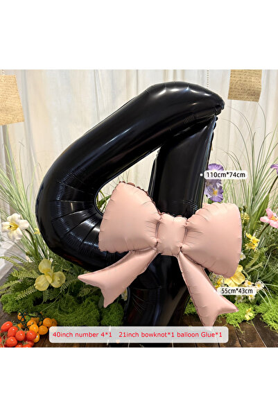 Choice 40inch 4 2pcs 40inch Black Bowknot Number Foil Balloons Photo Props We...