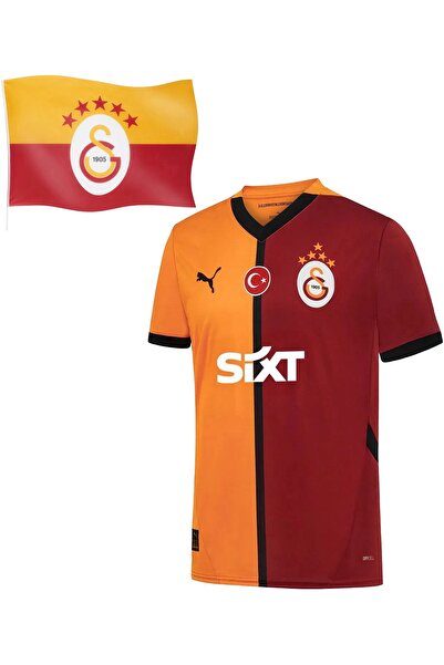 Galatasaray Original 24/25 5 Star Home Jersey with 5 Star Hand Wave Flag Gift