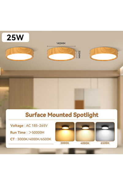 Choice 3 color memory Wood 25W 14CM Ultra-Thin Downlight 3 Color Memory Ceili...