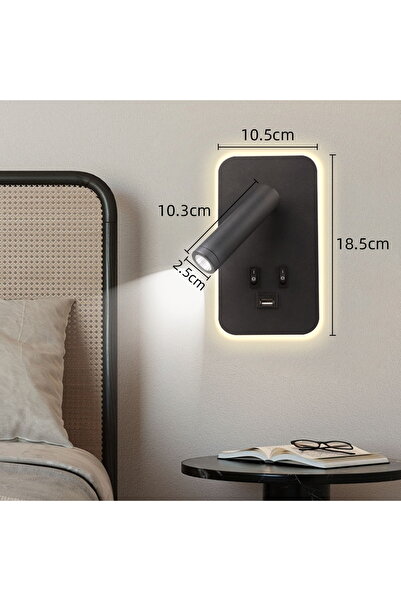 Choice warm and white 1 PC Black Reading Wall Lamp with USB 13W Rotatable Bed...