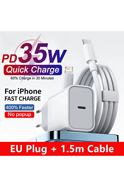 Choice EU Plug - 1.5m Cable 35W PD Fast Charger For iPhone 11 12 13 Mini 14 P...