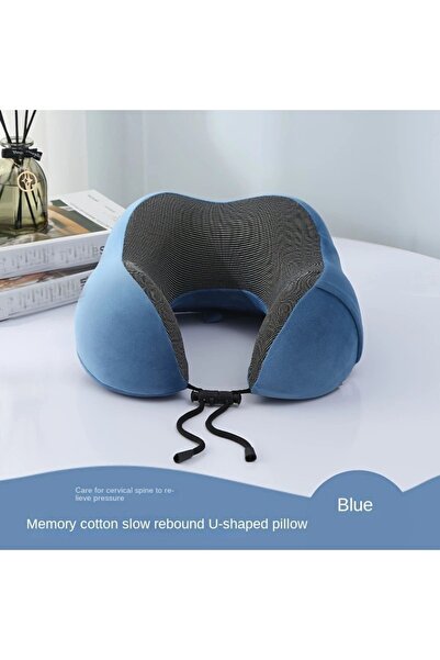 Choice وسادة سفر زرقاء قطعة واحدة، مقاس 12×26×28 سم، بطيئة الارتداد، مسند رأس...