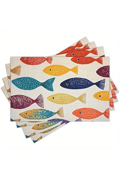 Choice 4pcs 30X40cm 1 4pcs Colorful Fish Print Placemats - Rectangular Table ...