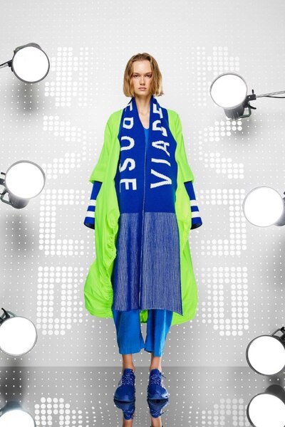 VDR Viadellerose Yellow Neon Cobalt Blue Scarf Windbreaker