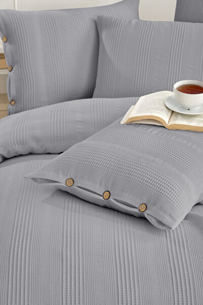 Larispera 100% Cotton Double Pique Bedspread Set with Border + 2 Button Pillo...