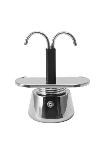 Choice Silver Double Head Moka Pot 2 Cup 100ml Coffee Pot Stainless Steel Ita...