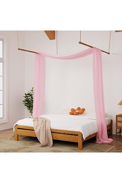 Choice ستائر سرير فاخرة من قطعة واحدة، لون أسود شفاف، مناسبة لسرير بحجم كينج.