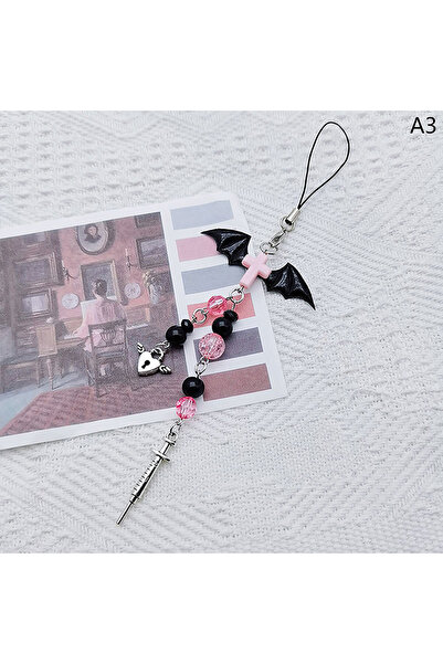 choice2 A3 1PC Black Punk Y2K Phone Pendant Chain Cool Girl Sweet Charm With ...