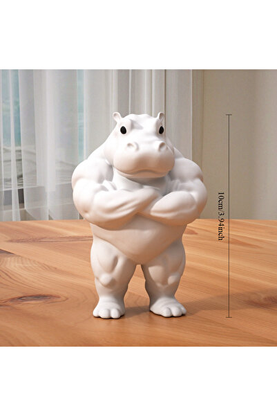 Choice 1pc 1pc Muscular Hippo Statue - Durable Plastic Home Decor,Perfect Gif...