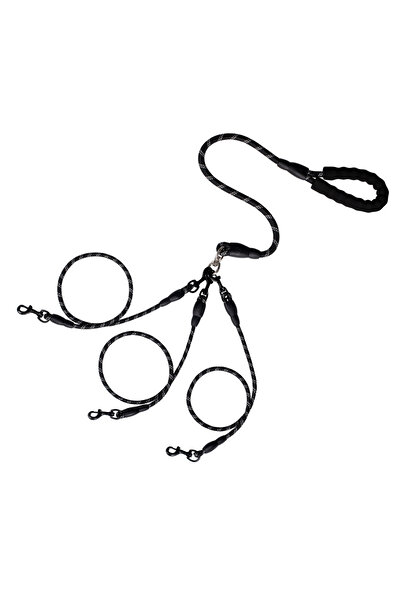 Choice طوق كلاب أسود عاكس من النايلون متعدد الاستخدامات بثلاثة مشابك قابلة لل...