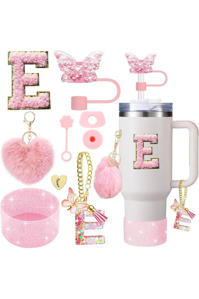 Choice E-heart pink-9pcs 9PCS Cup Accessory Set for Stanley 30oz 40oz Butterf...