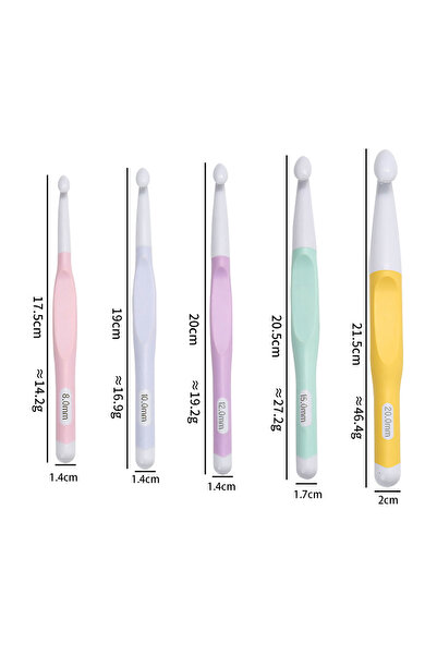 Choice 5pcs 5pcs Crochet Hooks Set 8/10/12/15/20mm Ergonomic Grip Home Weave ...