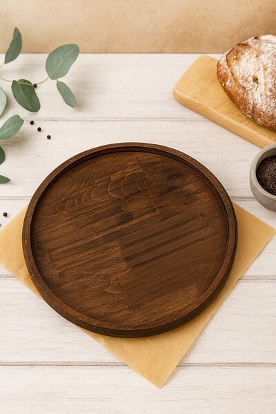 KAMPANYALI 25 Cm Yuvarlak Doğal Ahşap Kayın Ağacı Sunumluk | Supla | Servis T...