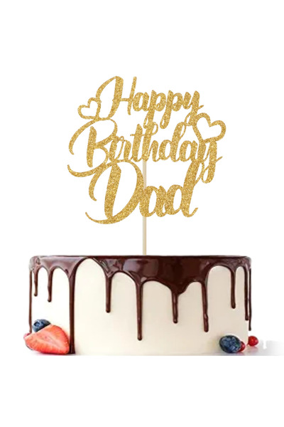 Choice Gold 1PC Golden Happy Birthday Dad Cake Topper - Father's Day Decor fo...