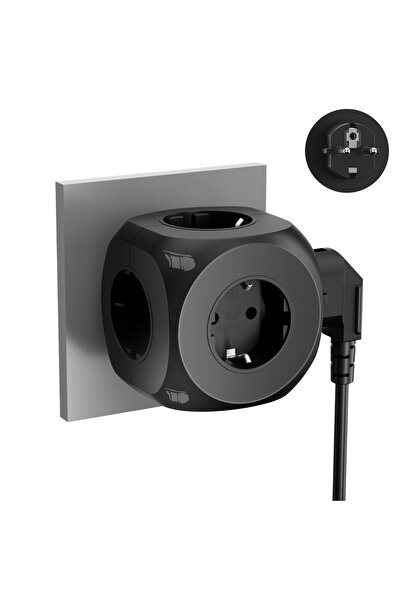 Choice black 5-in-1 EU Plug Wall Mounted Multitap 4000W Power Strip 5 AC EU P...