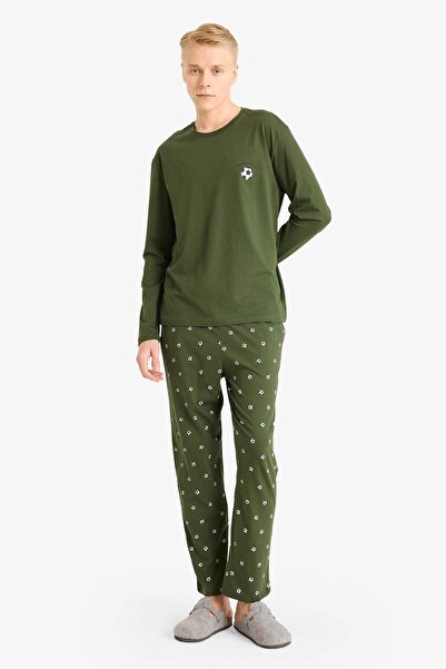 DeFacto Pajama Set Regular Fit Long Sleeve Top Patterned Long Bottom G7392Ax25Wn