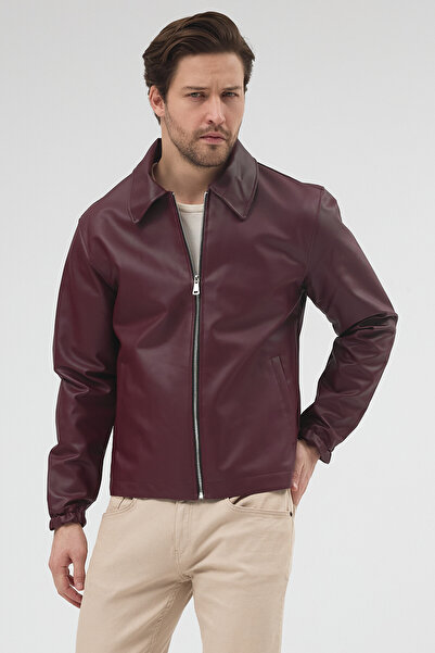 Renvo butik Men's Black Zippered Leather Coat