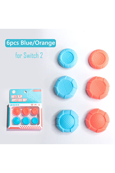Choice Blue-Orange 6pcs Thumb Stick Grip Caps for NS Switch 2 Accessories Thu...