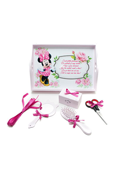 Inovius Tavita Turta cu 6 Piese - Minnie cu Bujori - TPT03 Roz Deschis
