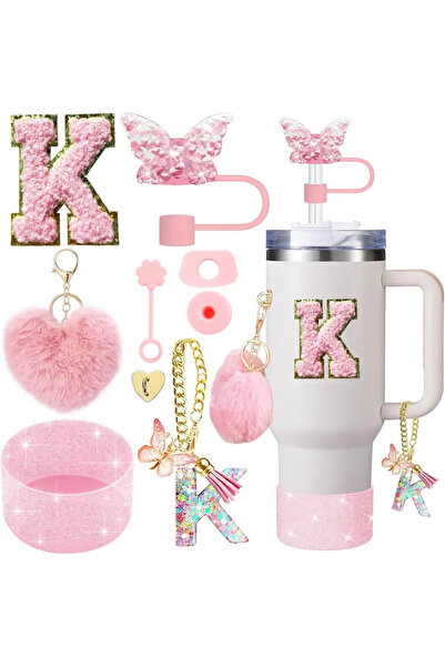 Choice K-heart pink-9pcs 9PCS Cup Accessory Set for Stanley 30oz 40oz Butterf...