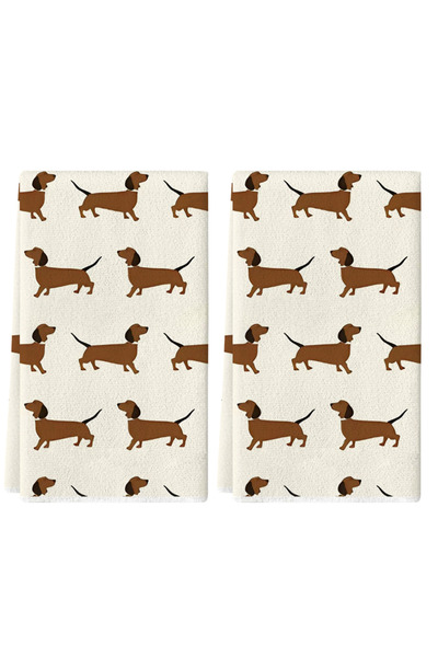 Choice 2pcs Brown 2Pcs, Dachshund All-Over Print Kitchen Towels, 40Cm*60Cm To...