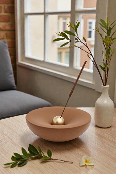 LALEZEN HOME Dev Beton Tütsülük Gold Top Detaylı (3 tütsü çubuğu) 13cm X 4cm