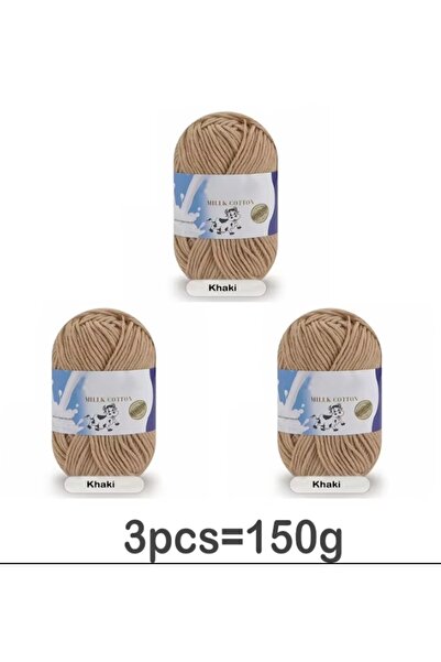 Choice 41 khaki white 150g 5-strand Milk Yarn Handmade Medium Thick DIY Woven...
