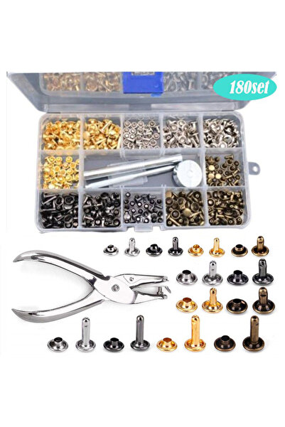 Choice 180pcs With Plier Metal Double Cap Rivets Stud Round Spike Nail With T...