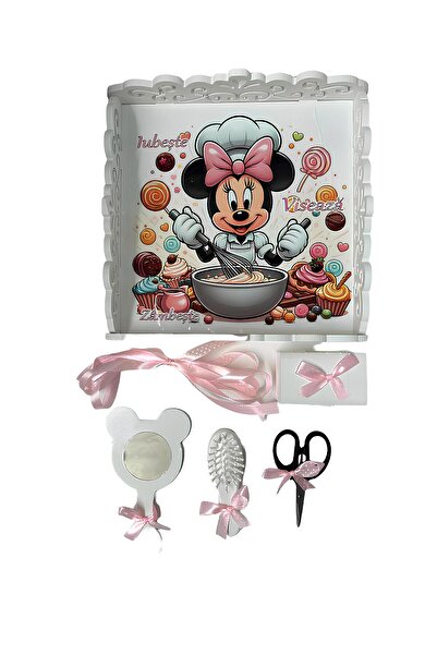 Inovius Tavita Turta cu 6 Piese - Minnie Bucatareasa - TPT58 Alb cu Roz Deschis