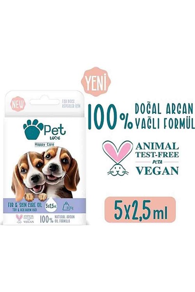 Pet Love Doğal Argan Yağlı 10-20 kg Köpekler İçin Tüy Bakım Yağı 5×2.5 ml