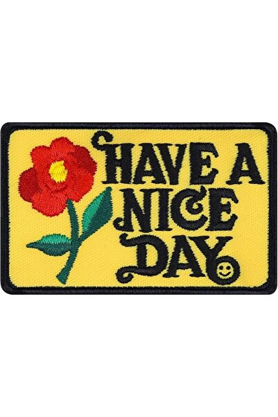 Arabest رقعة زهور مكتوب عليها "أتمنى لك يوماً سعيداً"، يمكن كيها أو خياطتها، ...