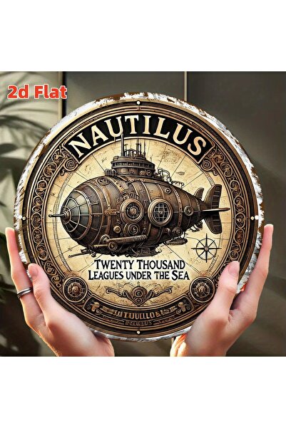 Choice Round 20X20CM Vintage Nautilus Submarine Wall Art - 19.79x19.79 cm Alu...