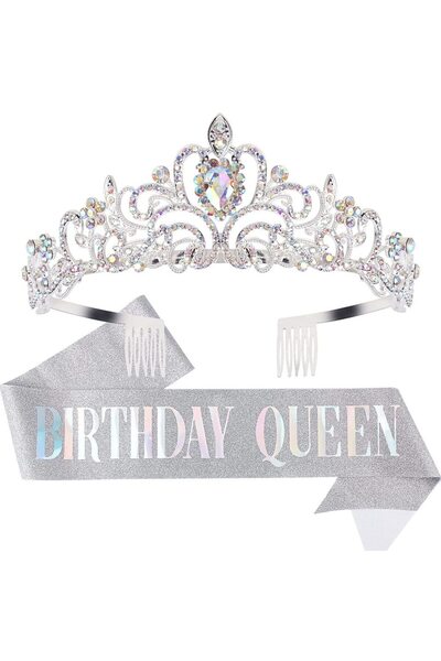 Choice Style 2 Birthday Shoulder Strap Crown Headband Birthday Queen/girl Set...