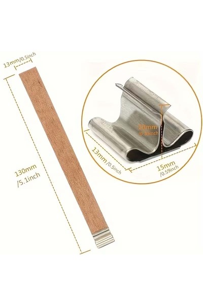 Choice 130mm 20pcs 20pcs Wooden Candle Wicks with Metal Base for DIY Candle H...