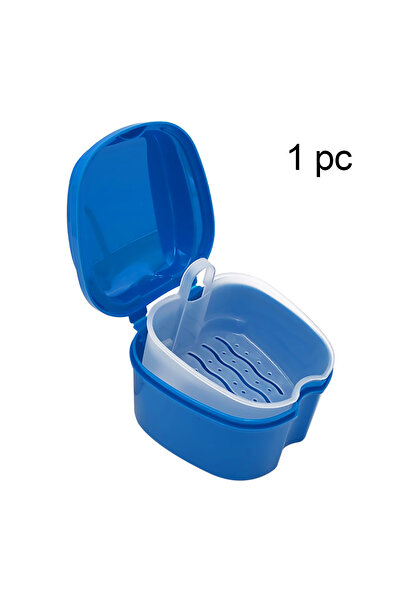 Choice dark blue Denture Bath Box Organizer Dental False Teeth Storage Box wi...