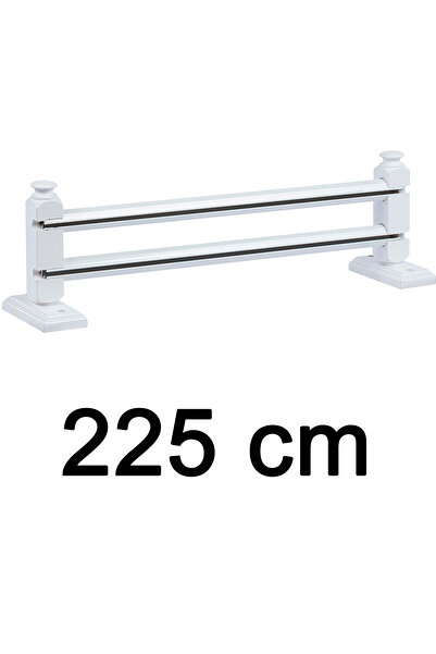 Perdejim Beyaz 225 cm Çetray Çift Raylı Rustik Perde Askısı S Pile ve Kornişl...