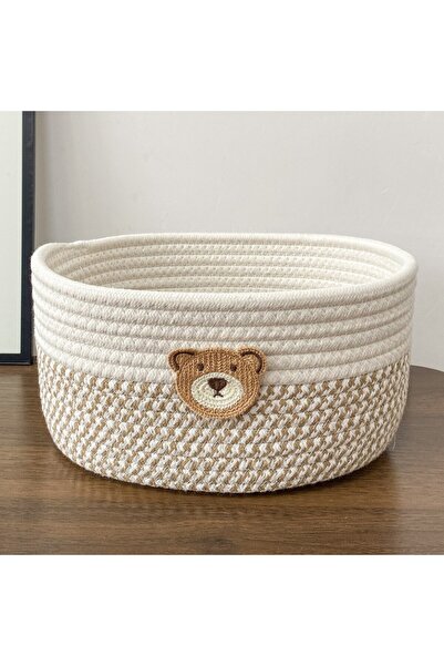 Choice Dark Khaki A small bear-patterned baby room basket / baby room decorat...
