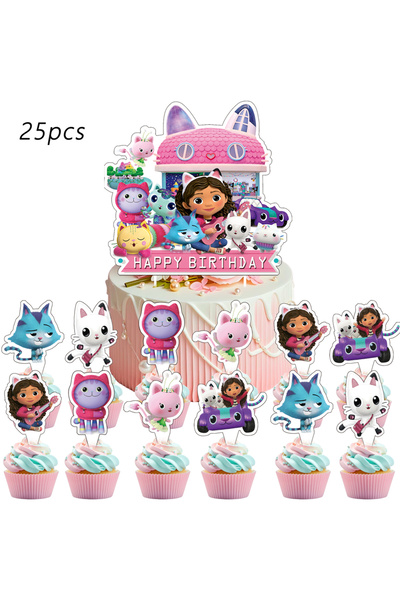 Miniso 25pcs 25pcs Gabby's Dollhouse Cake Topper、Cupcake Toppers, Gabby's Dol...